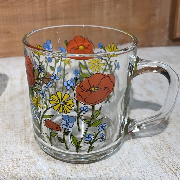 2 Vintage 1970's Poppy Flower Acroroc France by R. Carmen Mugs! Clean And Clear - Picture 8 of 11